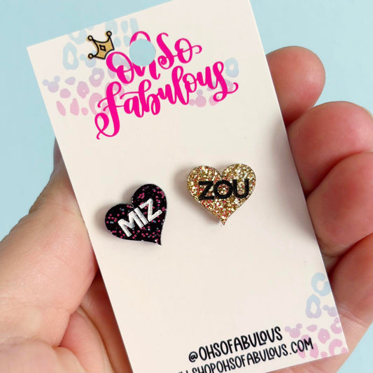 MIZ - ZOU Heart Glitter Stud Earrings