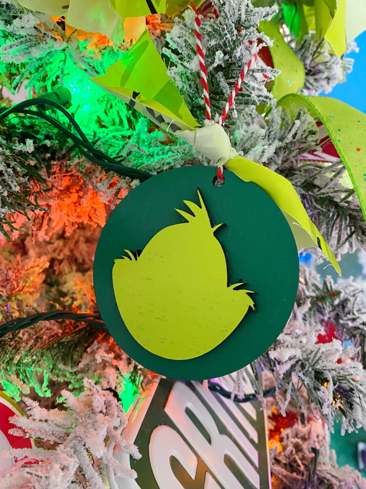 Green Grouch Silhouette Christmas Ornament