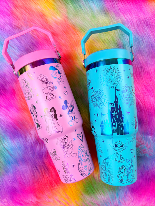 Magical Full Wrap /// Engraved Stainless Steel 30oz Tumbler // Rainbow Plated