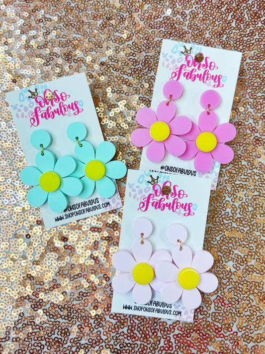 Retro Flower Chunky Dangle Earrings