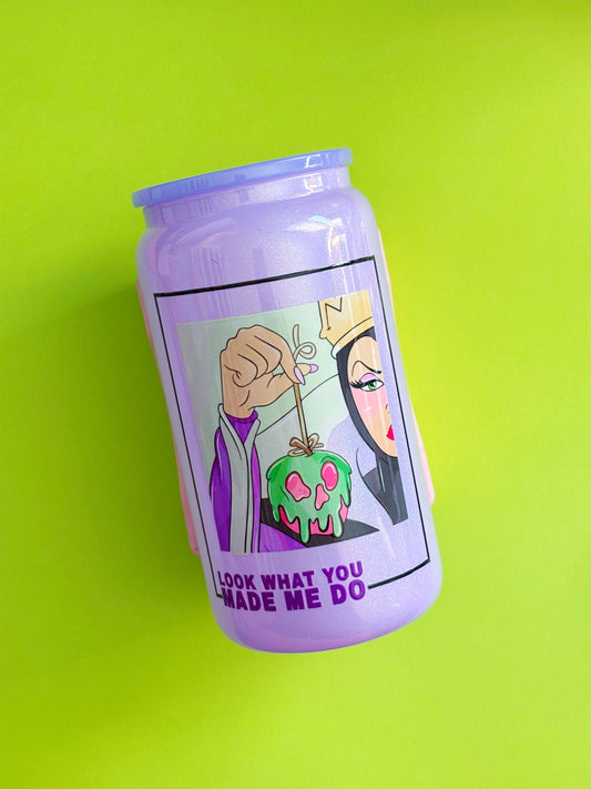 20oz Glass Can Cup /// Evil Queen // Halloween