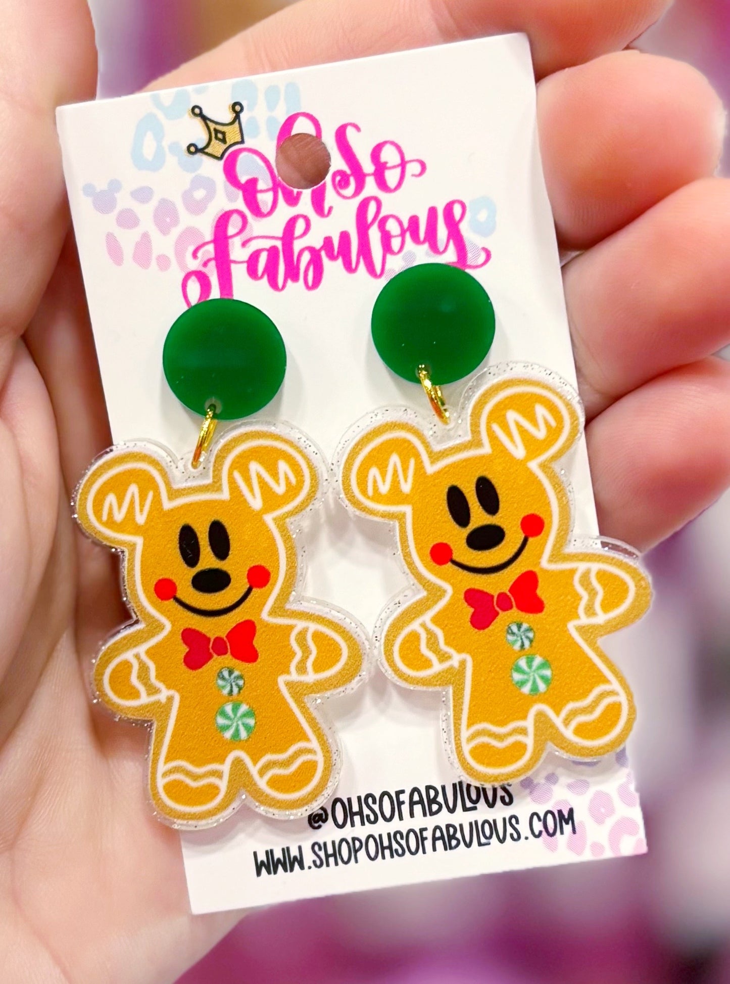 Gingerbread Mouse /// Christmas Dangle Earrings