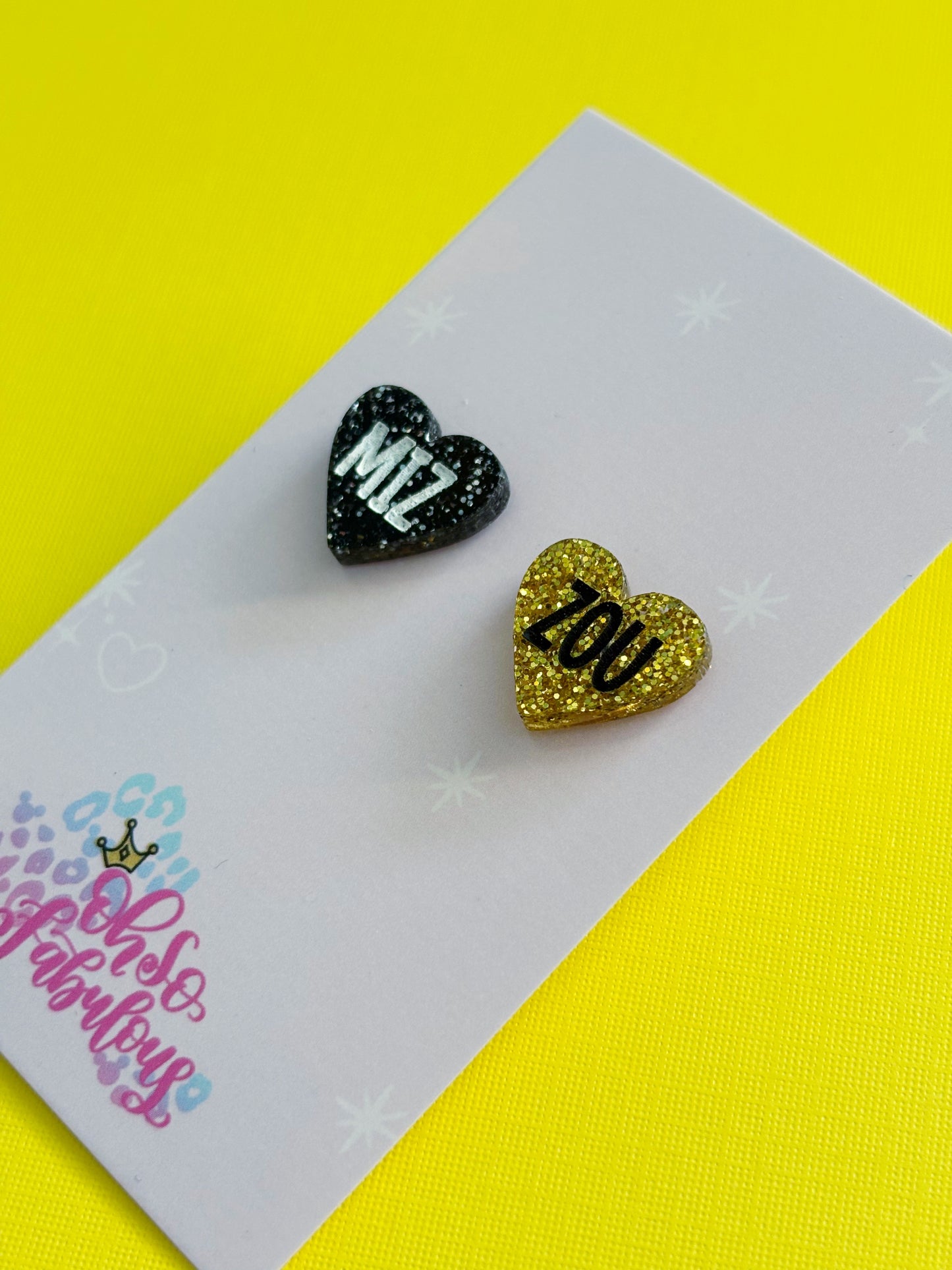MIZ - ZOU Heart Glitter Stud Earrings