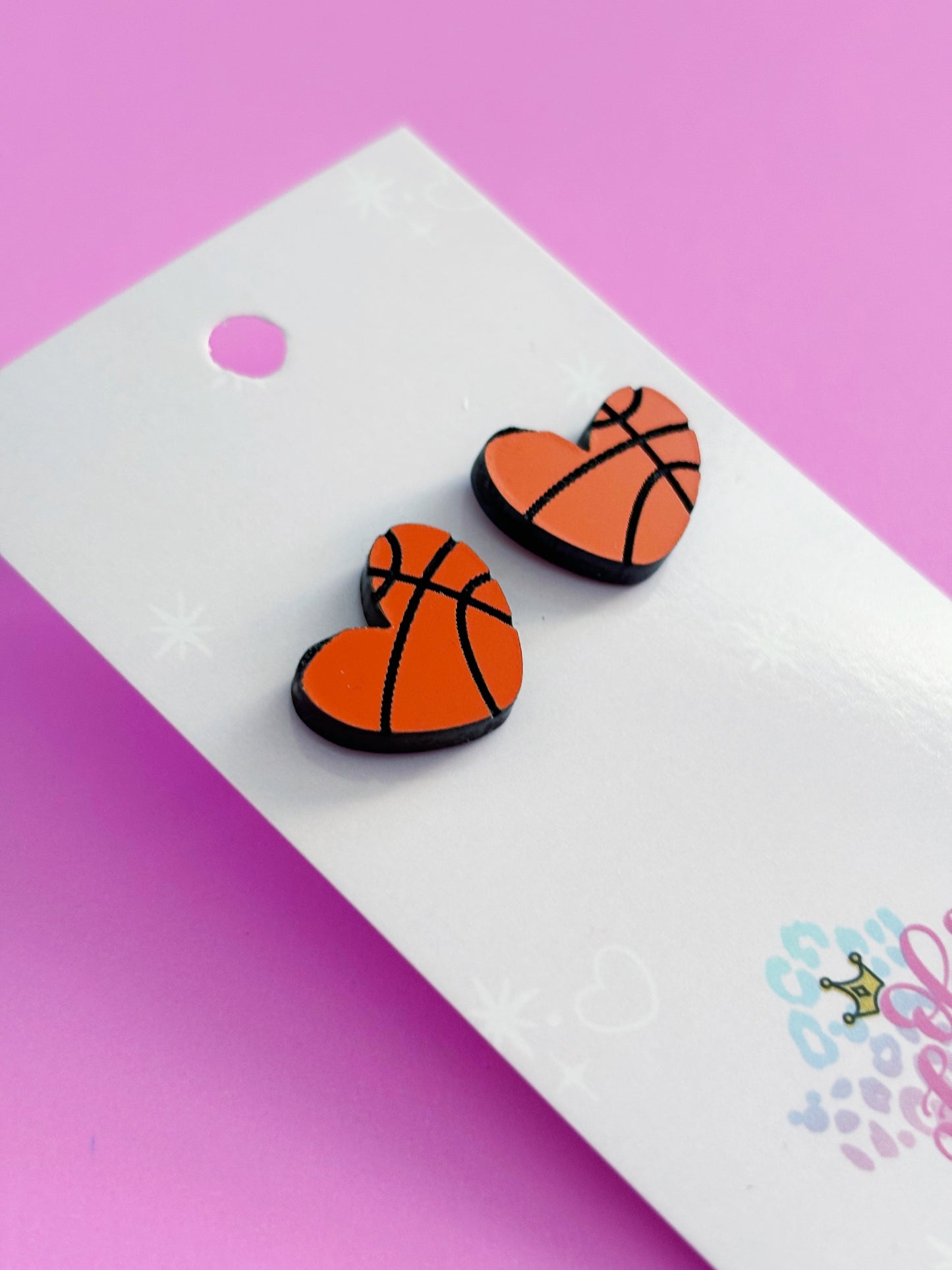 Basketball Heart Studs Earrings