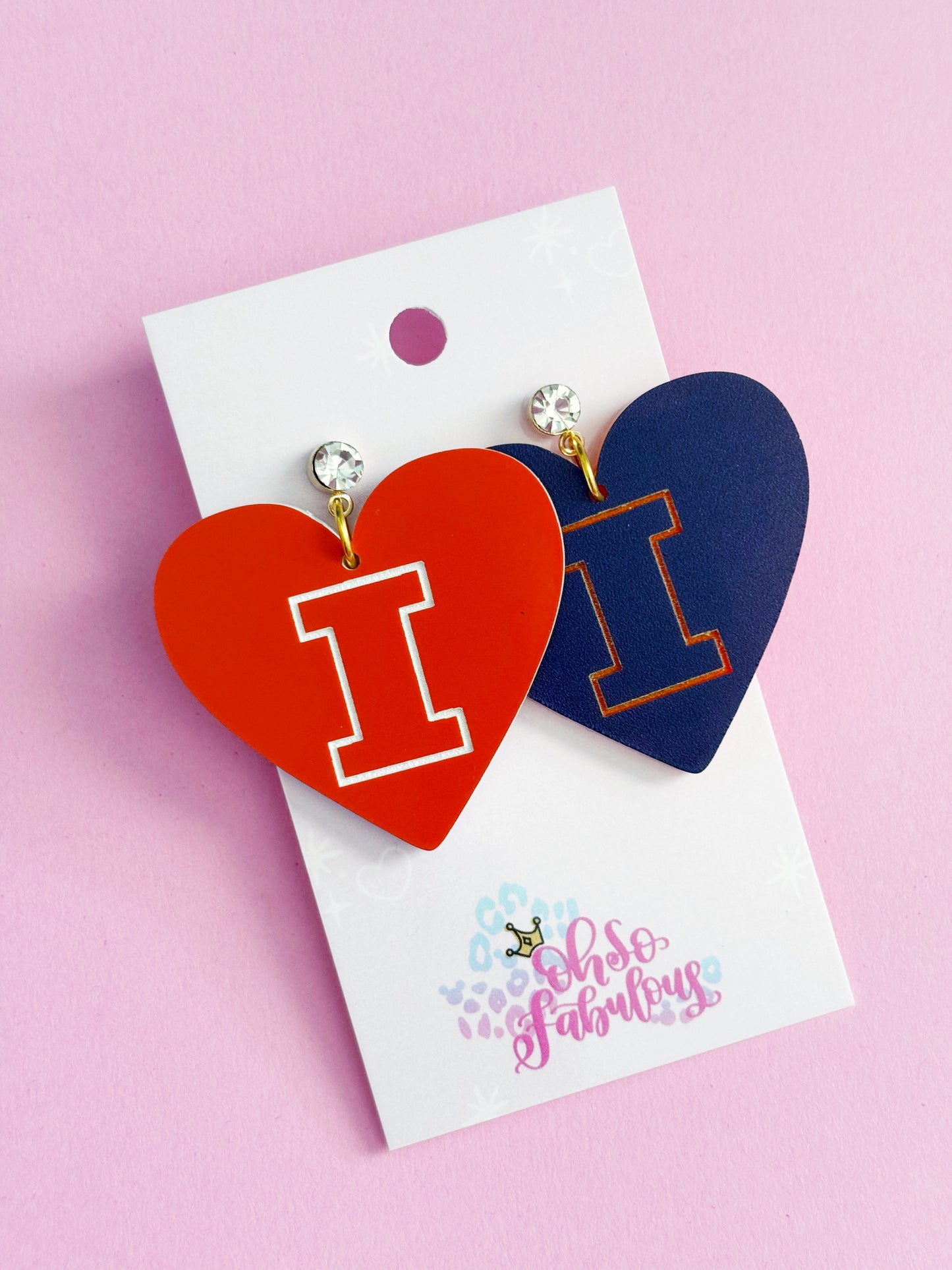 I Heart Orange Large Heart Dangle Earrings