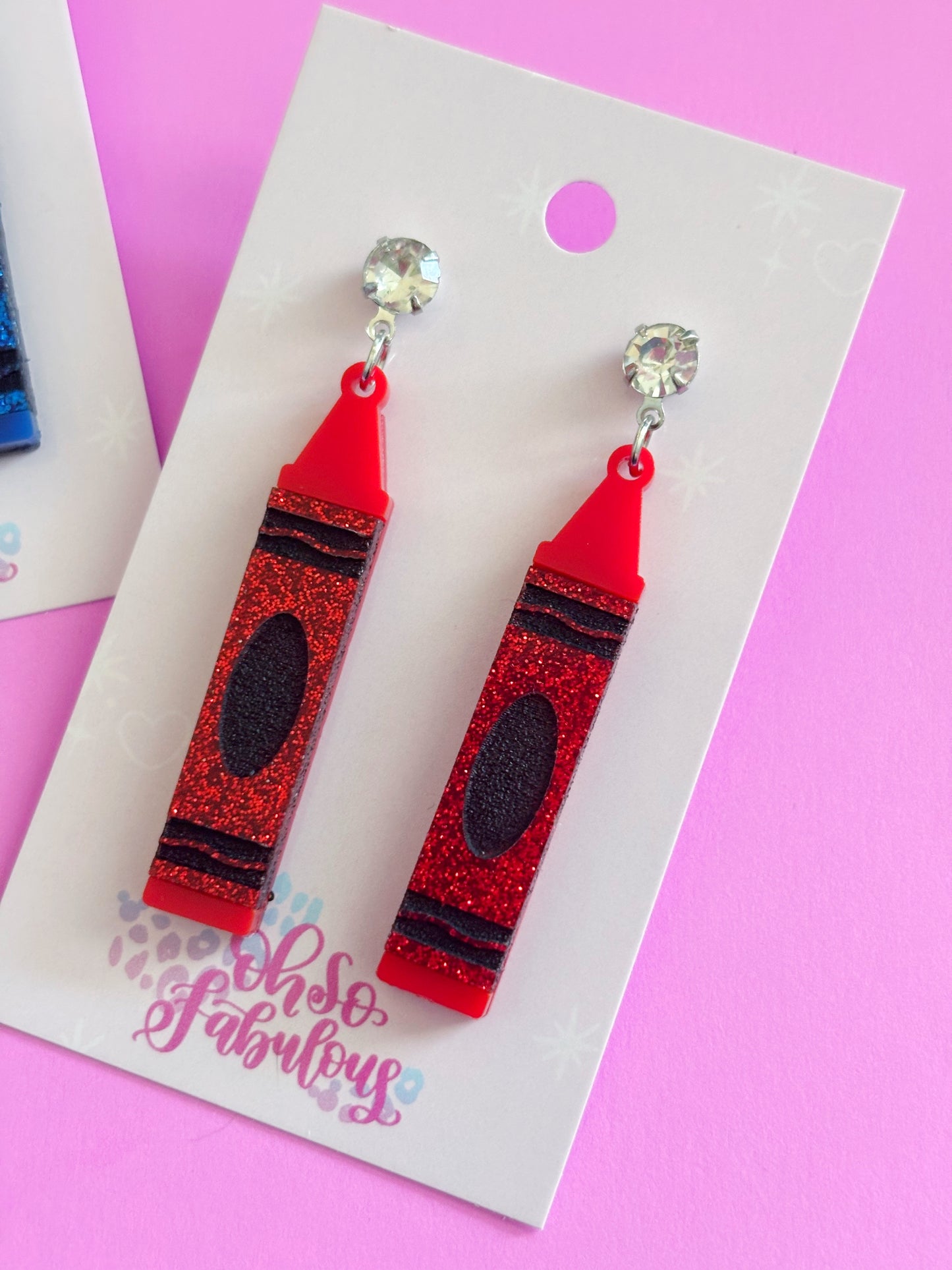 Glitter Crayon /// Dangle Earrings