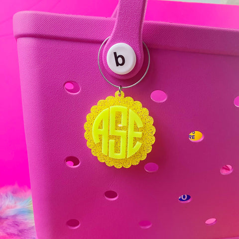 Personalized Neon Monogram Acrylic Bag Charm // Bogg Bag Charm