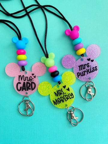 Personalized NEON Mouse Lanyards