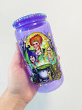 20oz Glass Can Cup /// Sistas // Halloween // Rhinestone Lid