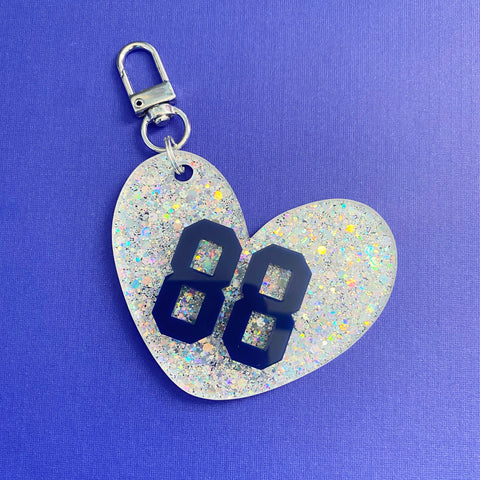 Sports Number HEART Bag Charm /// You Personalize