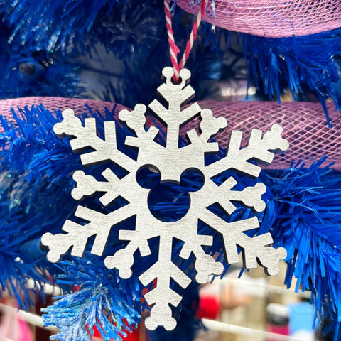 Mouse Snowflake /// Silver Christmas Ornament