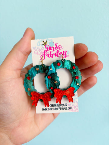 Christmas Earrings /// Wreath Dangles