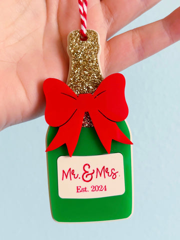 Champagne Celebrations Ornament /// Acrylic Christmas Ornament