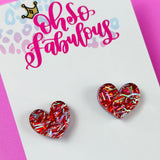 Confetti Heart Stud Earrings /// Valentines Day