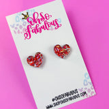 Confetti Heart Stud Earrings /// Valentines Day