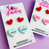 Conversation Heart Stud Earrings /// Valentines Day Set