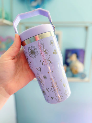 Sassy Duck 20oz Flip-Top Handle Tumbler // Light Purple Engraved Stainless Steel