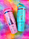Magical Full Wrap /// Engraved Stainless Steel 30oz Tumbler // Rainbow Plated