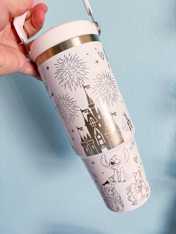 Magical Characters 30oz Top Handle Tumbler // Engraved Stainless Steel