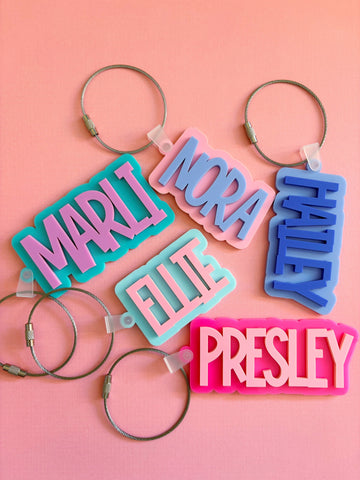 Personalized Name Acrylic Bag Charm /// Backpack Tags