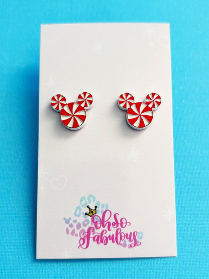 Christmas Stud Earrings // Peppermint // Candy Cane