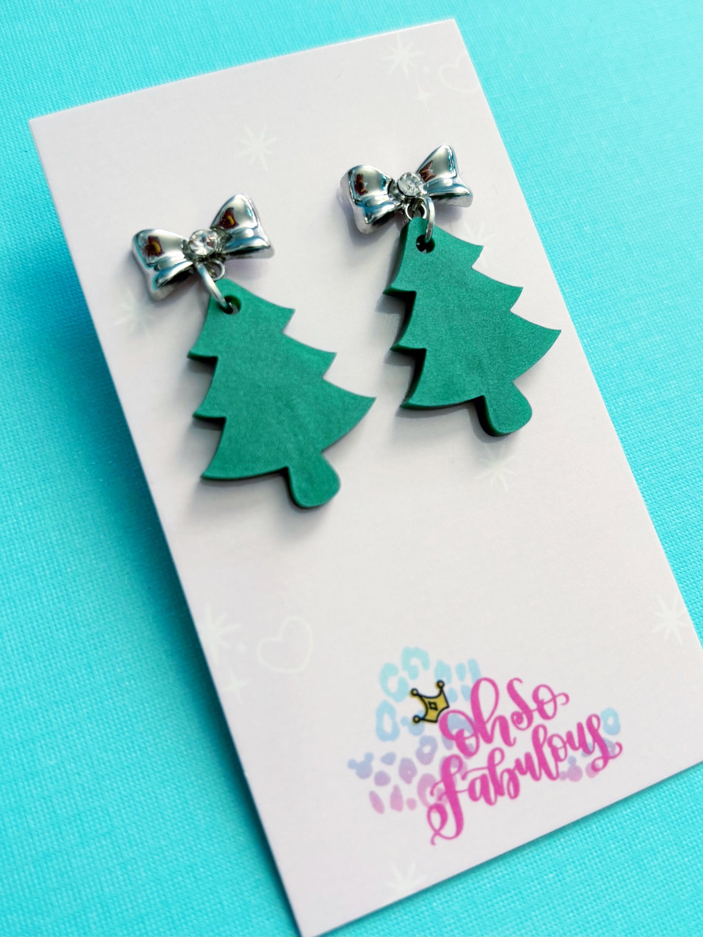 Mid-Size Shimmer Tree /// Christmas Dangle Earrings