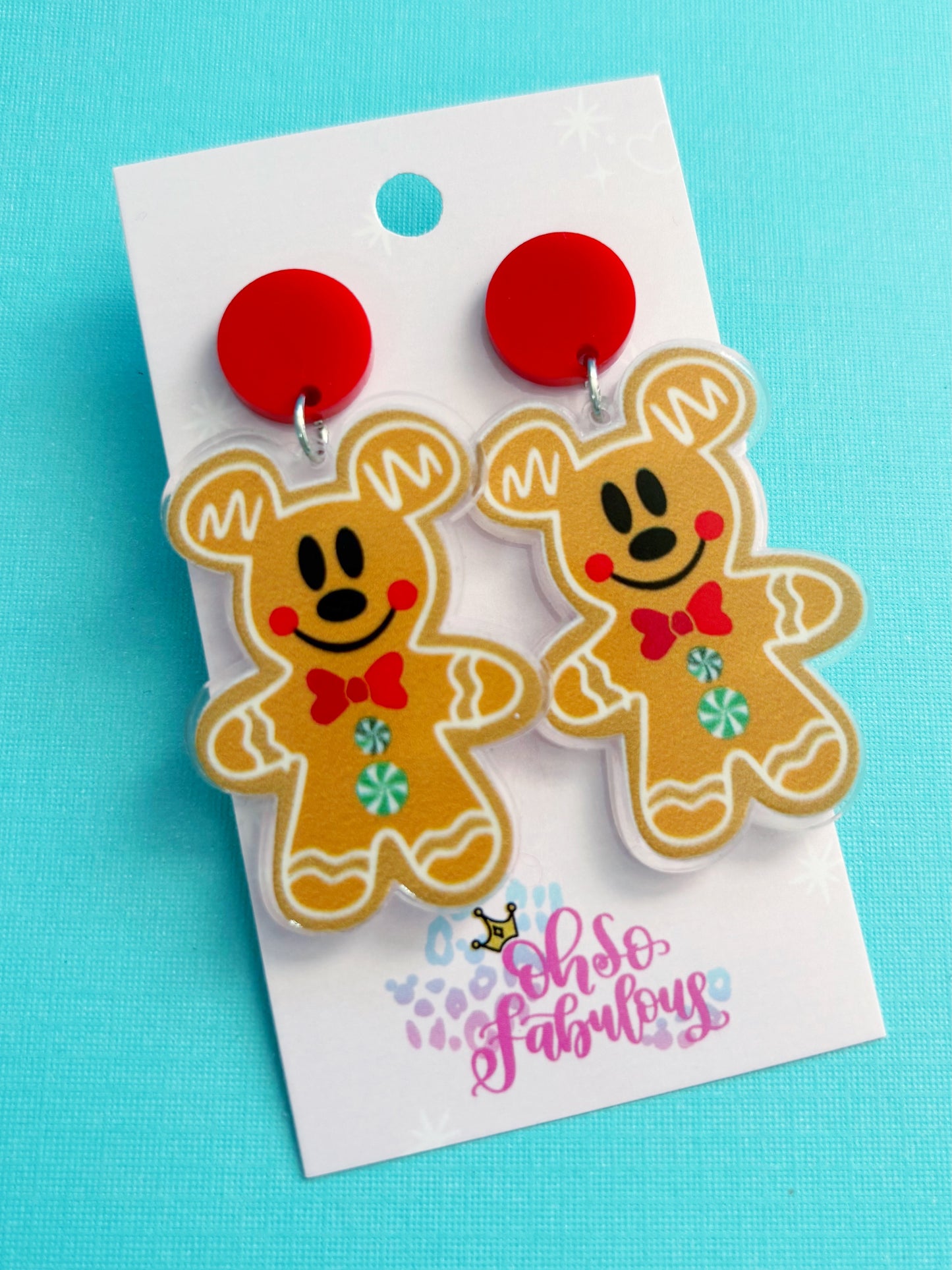 Gingerbread Mouse /// Christmas Dangle Earrings