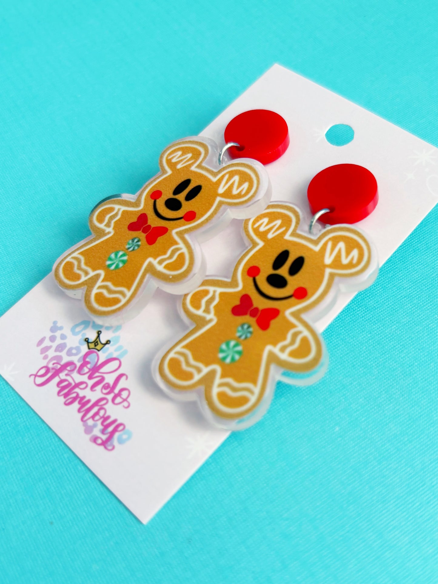 Gingerbread Mouse /// Christmas Dangle Earrings