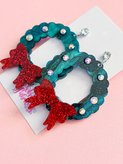 Christmas Earrings /// Wreath Dangles