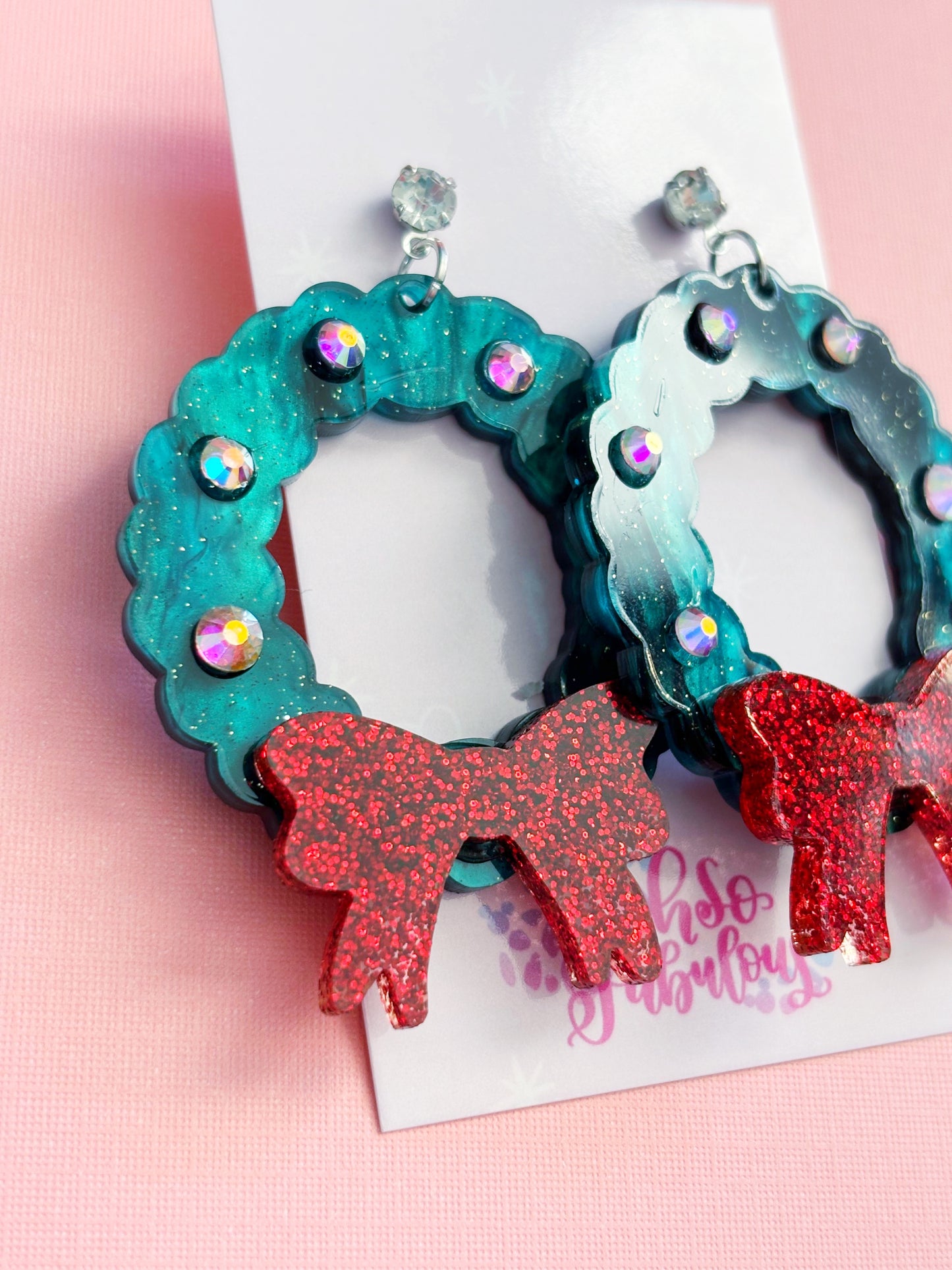 Christmas Earrings /// Wreath Dangles
