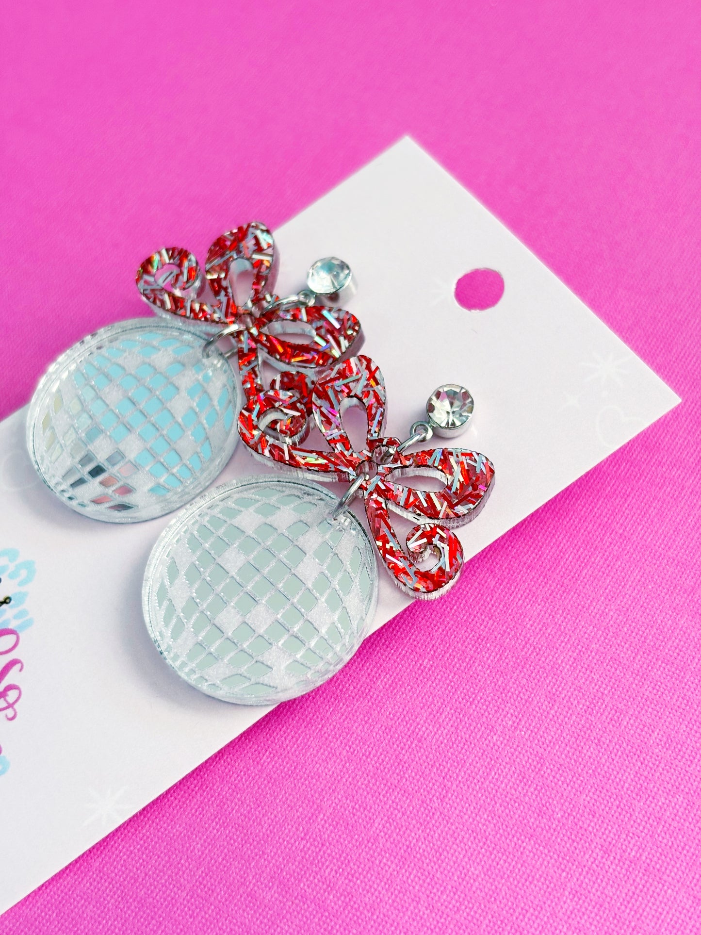 Disco Ball Ornament /// Christmas Dangle Earrings