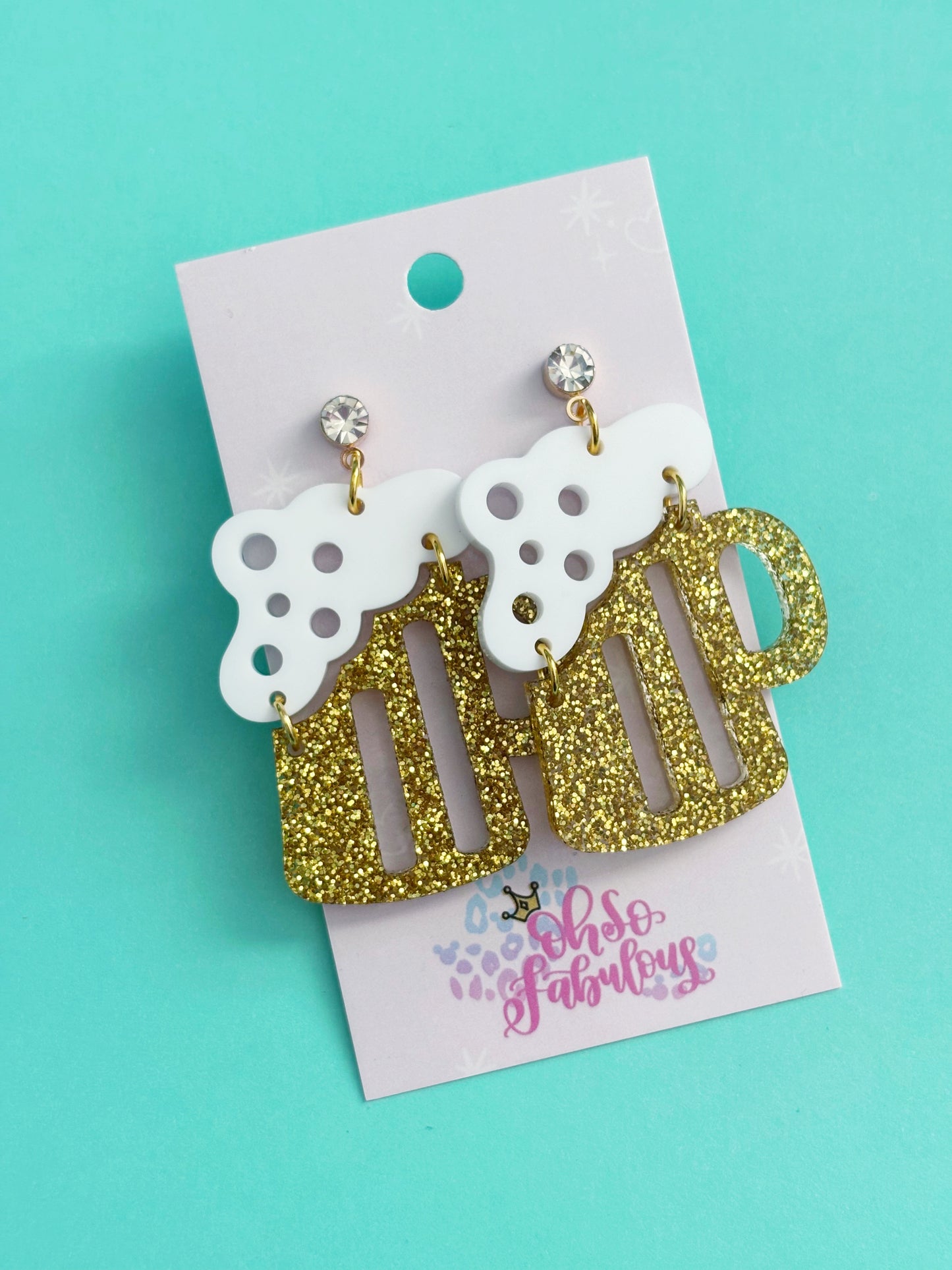 Beer Mug Earrings /// St. Pat's