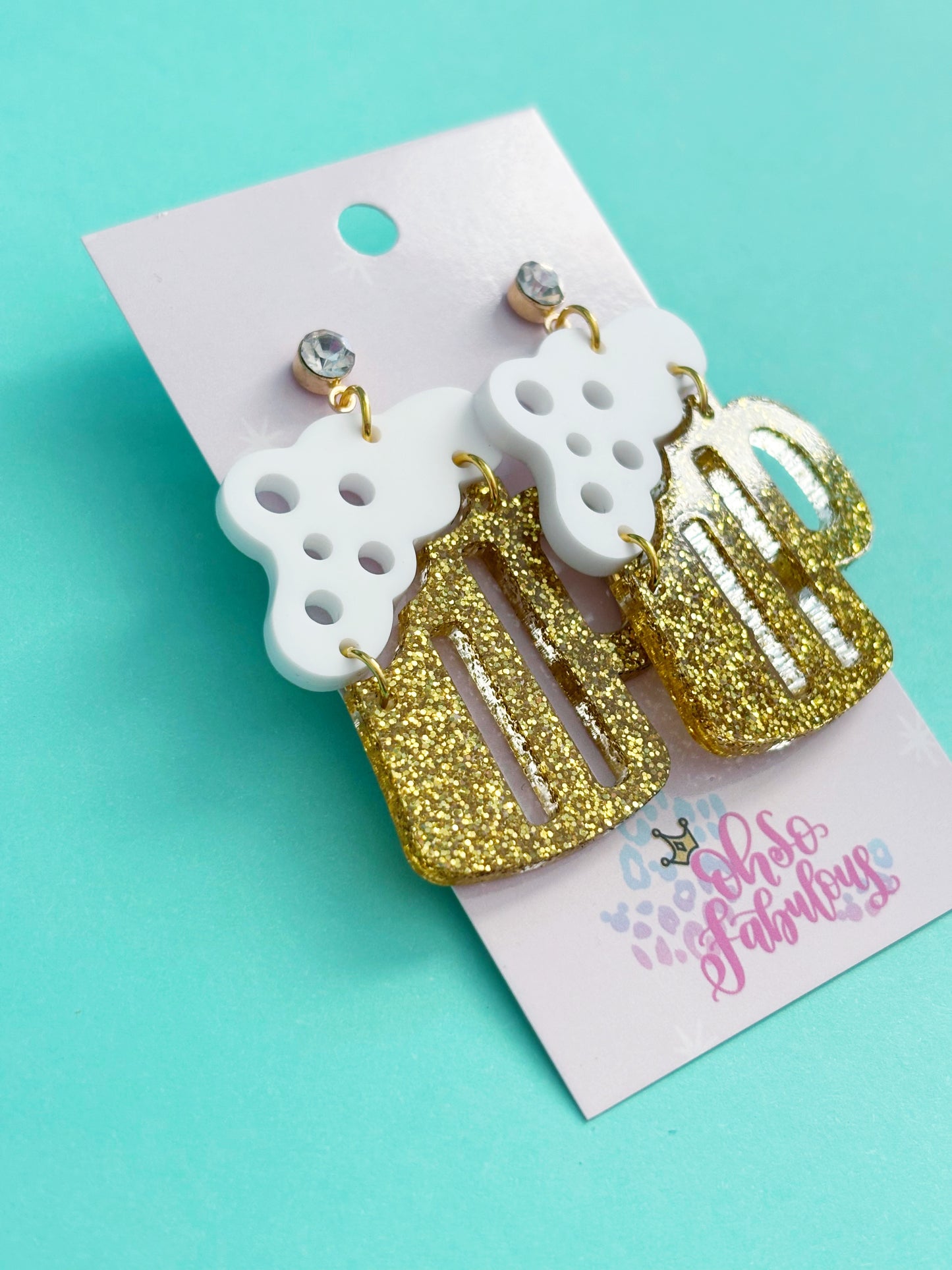 Beer Mug Earrings /// St. Pat's