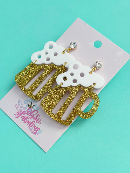 Beer Mug Earrings /// St. Pat's