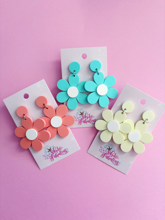 Retro Flower Chunky Dangle Earrings