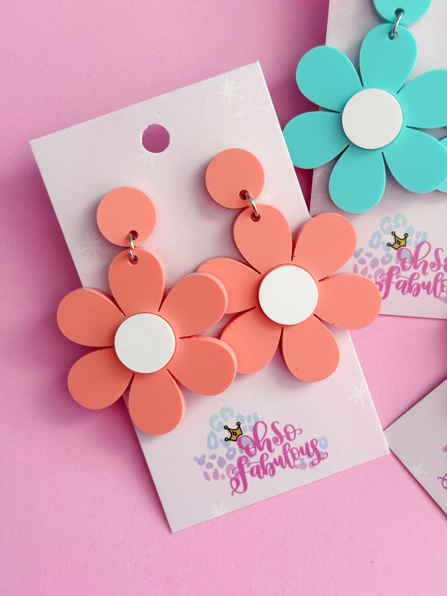 Retro Flower Chunky Dangle Earrings