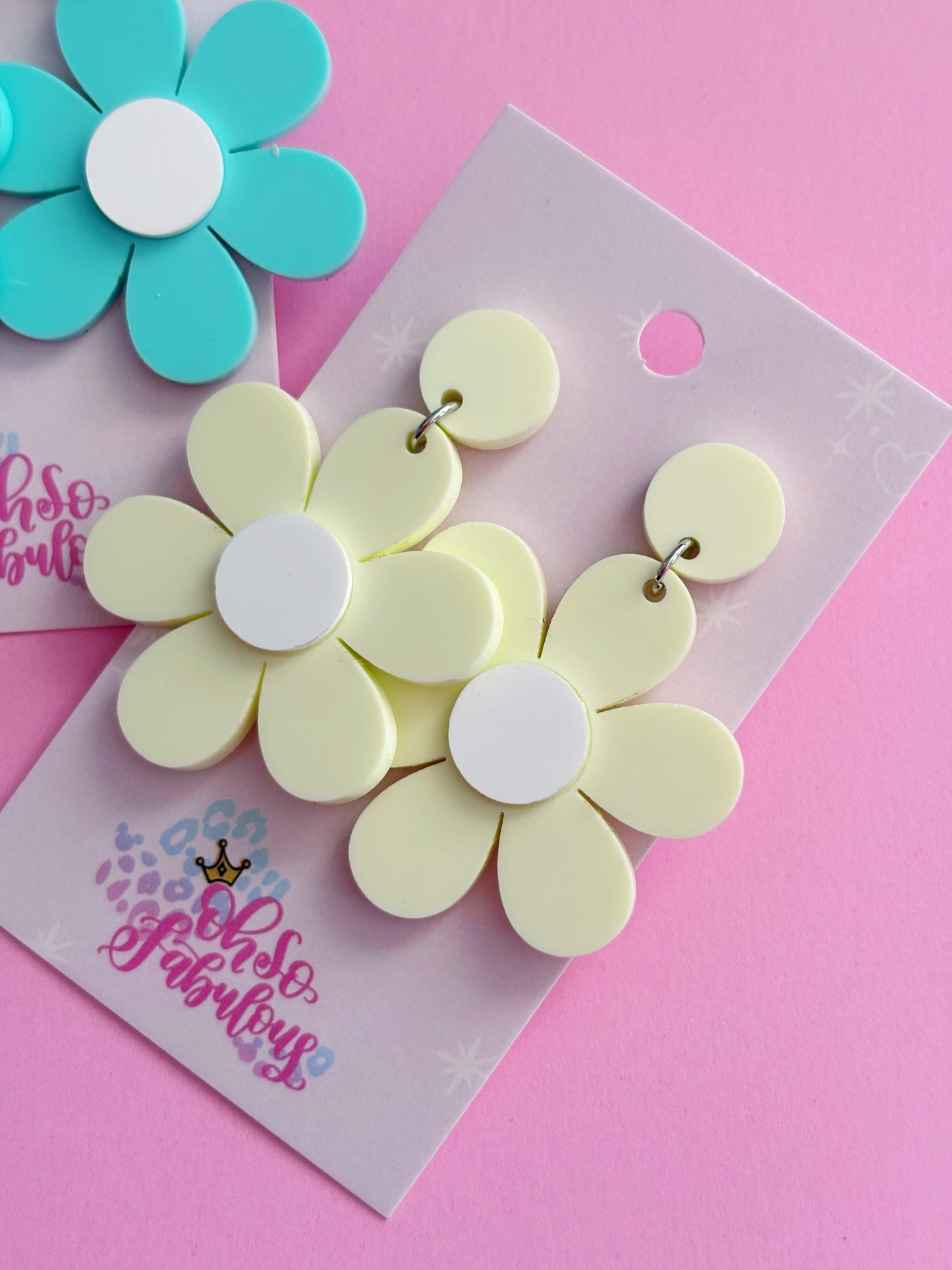 Retro Flower Chunky Dangle Earrings