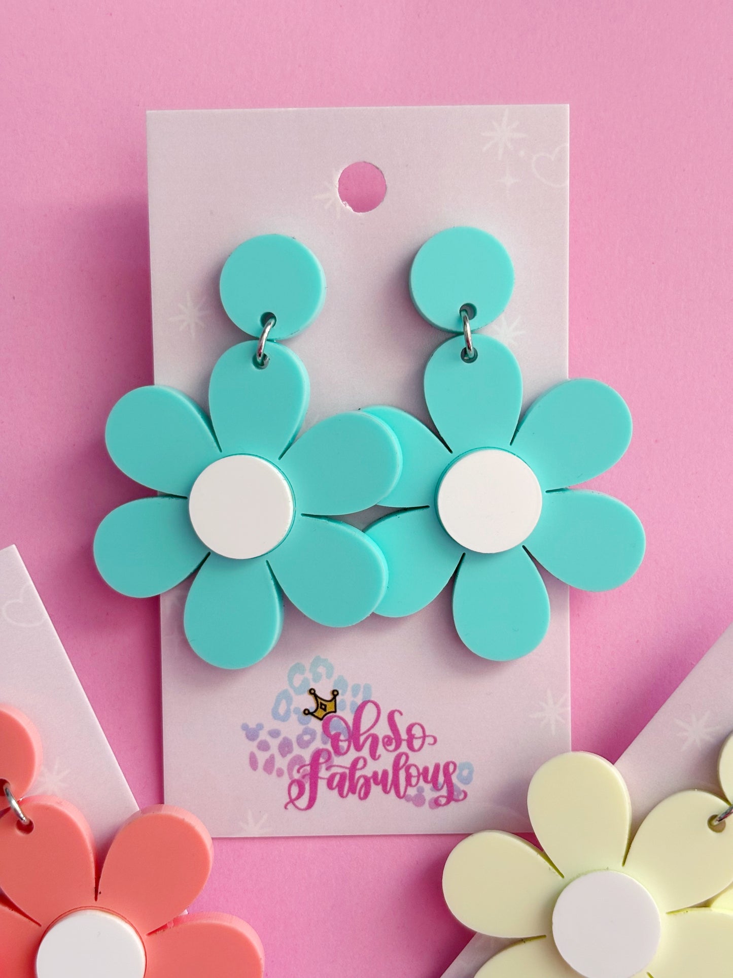 Retro Flower Chunky Dangle Earrings