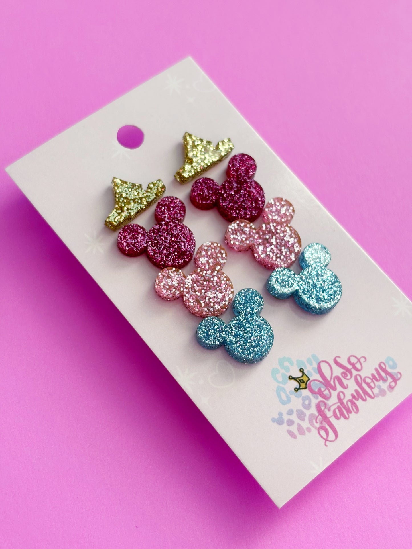 Mouse Stud Earring Set // Aurora