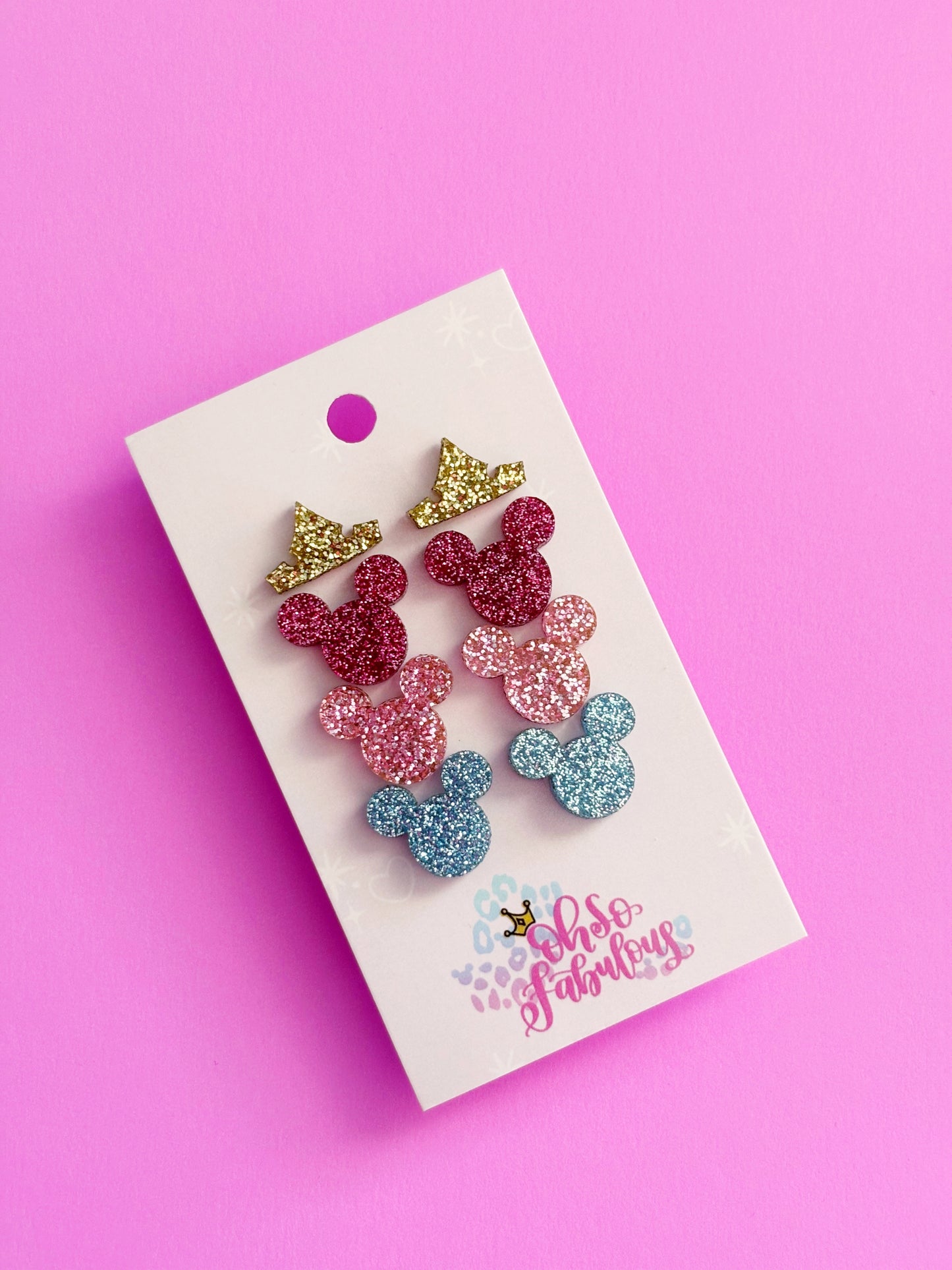 Mouse Stud Earring Set // Aurora