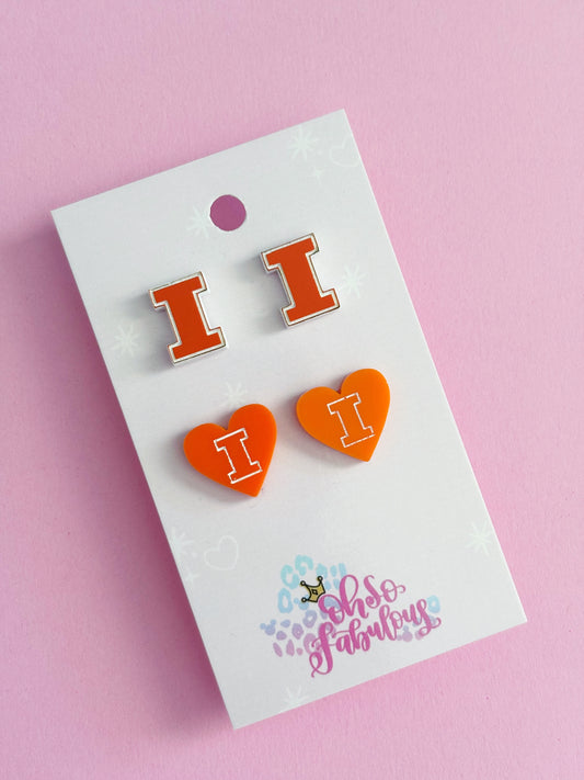ILL - INI Heart Stud Earrings Set