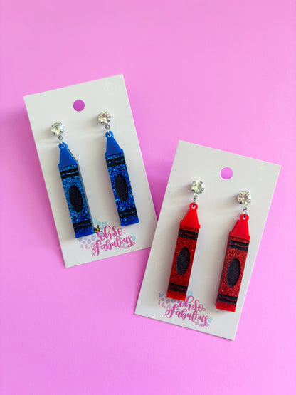 Glitter Crayon /// Dangle Earrings