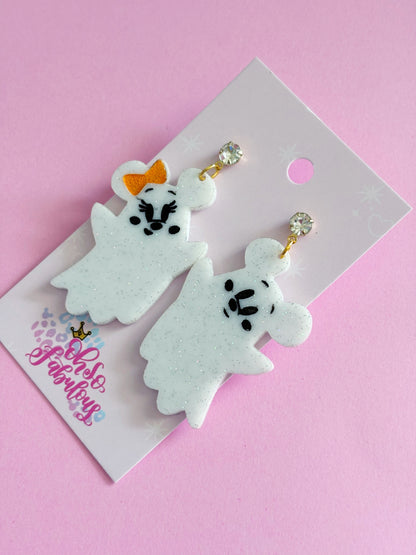 Cutesy Mouse Ghost /// Dangle Halloween Earrings