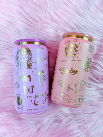 Swiftie Full Wrap /// Engraved Stainless Steel Pastel Can Tumbler