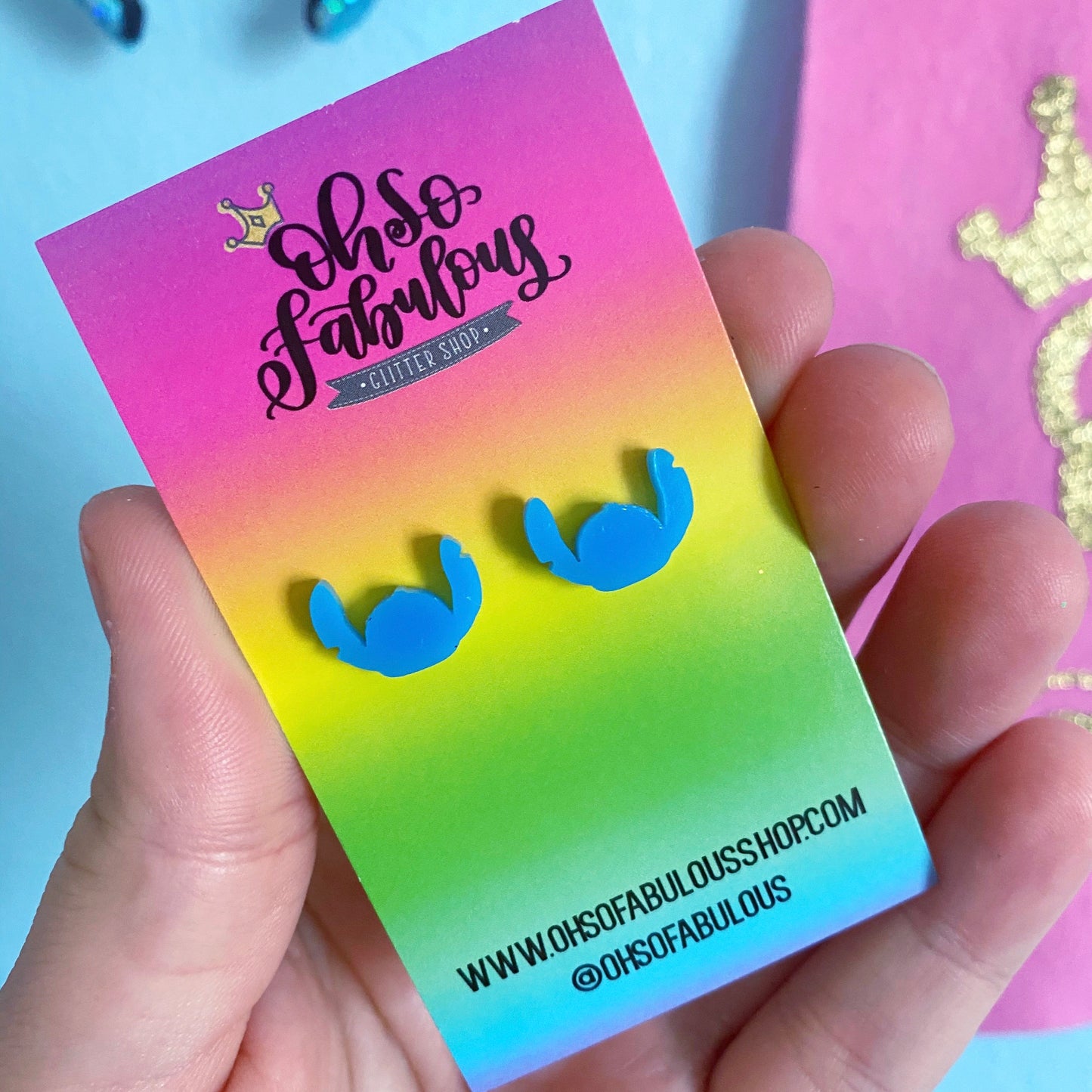 Blue Alien Experiment Stud Earrings